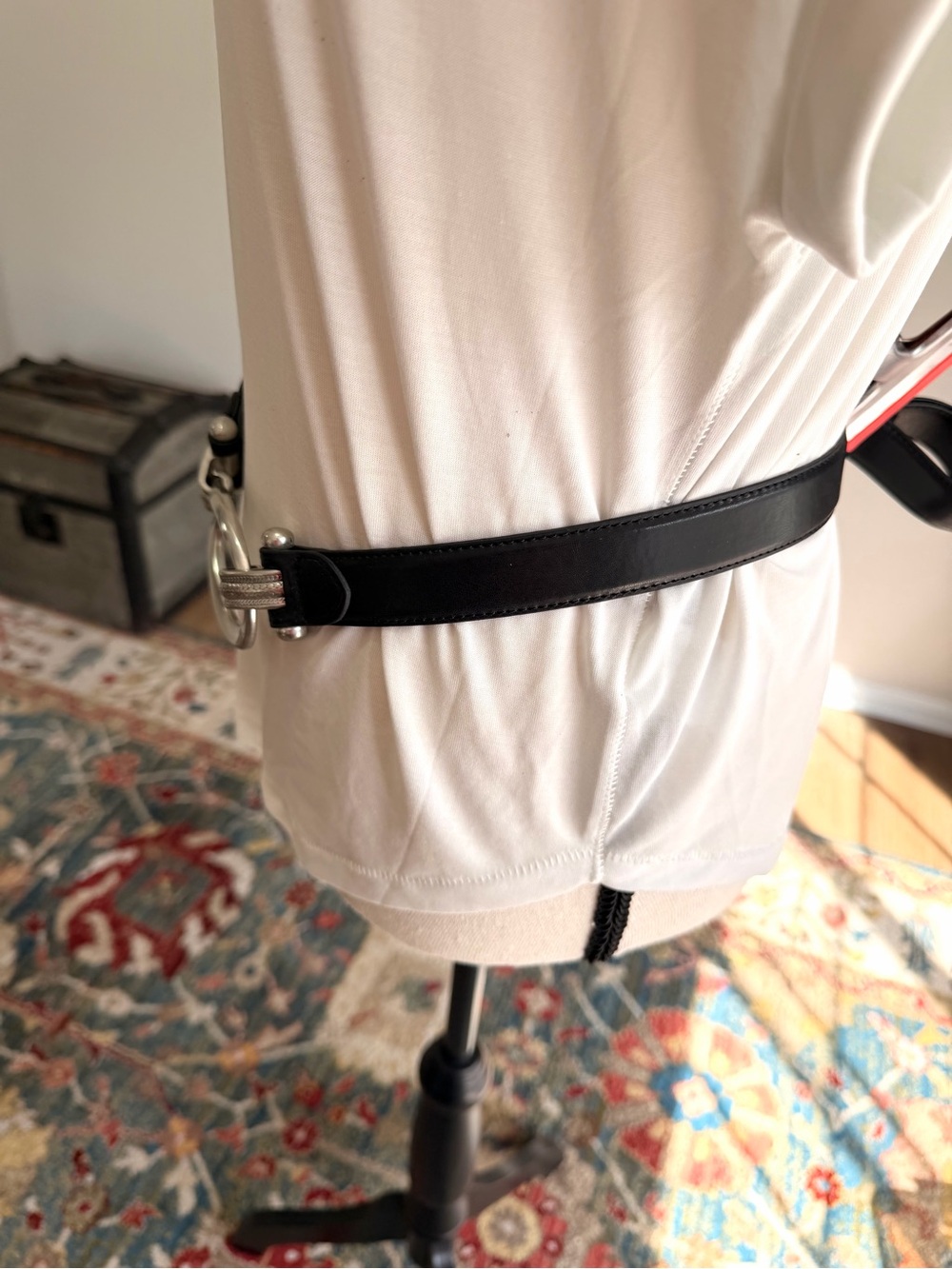 Black Leather Equestrian Horse Bit Belt XL Silver Statement - Picture 6 of 9
